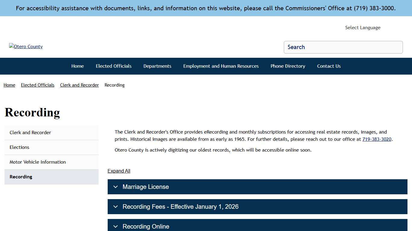 Recording | Otero County