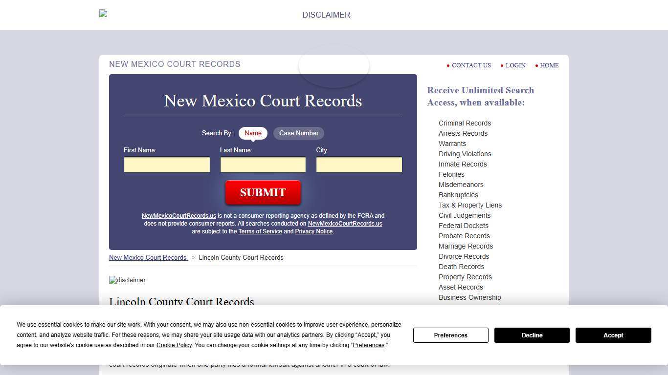 Lincoln County Court Records | NewMexicoCourtRecords.us